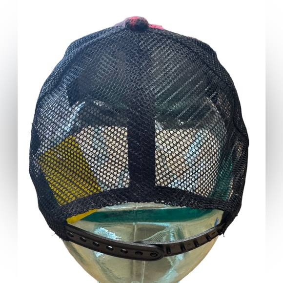 Red & Black Flannel W/Black Mesh Back Trucker Hat - Picture 4 of 6